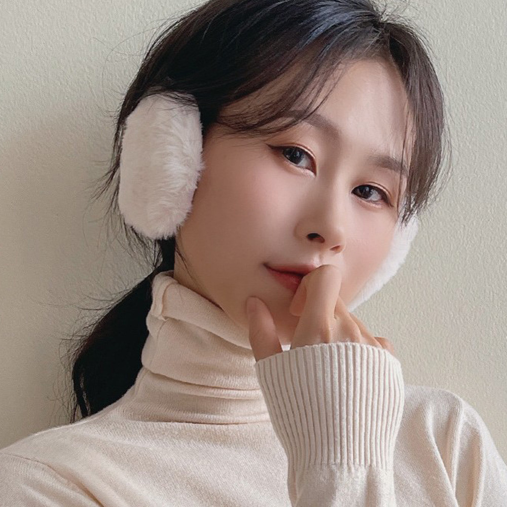 토끼털 끈없는 귀마개 방한 귀도리 똑딱이 귀덮개 겨울 이미지 3