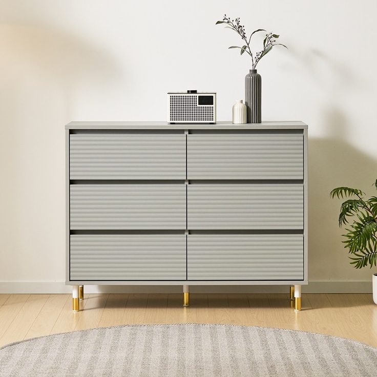 모나코 화장대서랍장 드레스룸 옷 안방 긴 낮은 와이드 1150x400x890mm, 3단, 그레이 - 메인 이미지