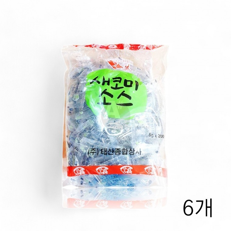 맛미 일회용 새코미소스 1Kg (5gX200입) X 6개 업소용 식당용식자재 액상소스 음식점 냉면식초 포장용 : 구딜샵