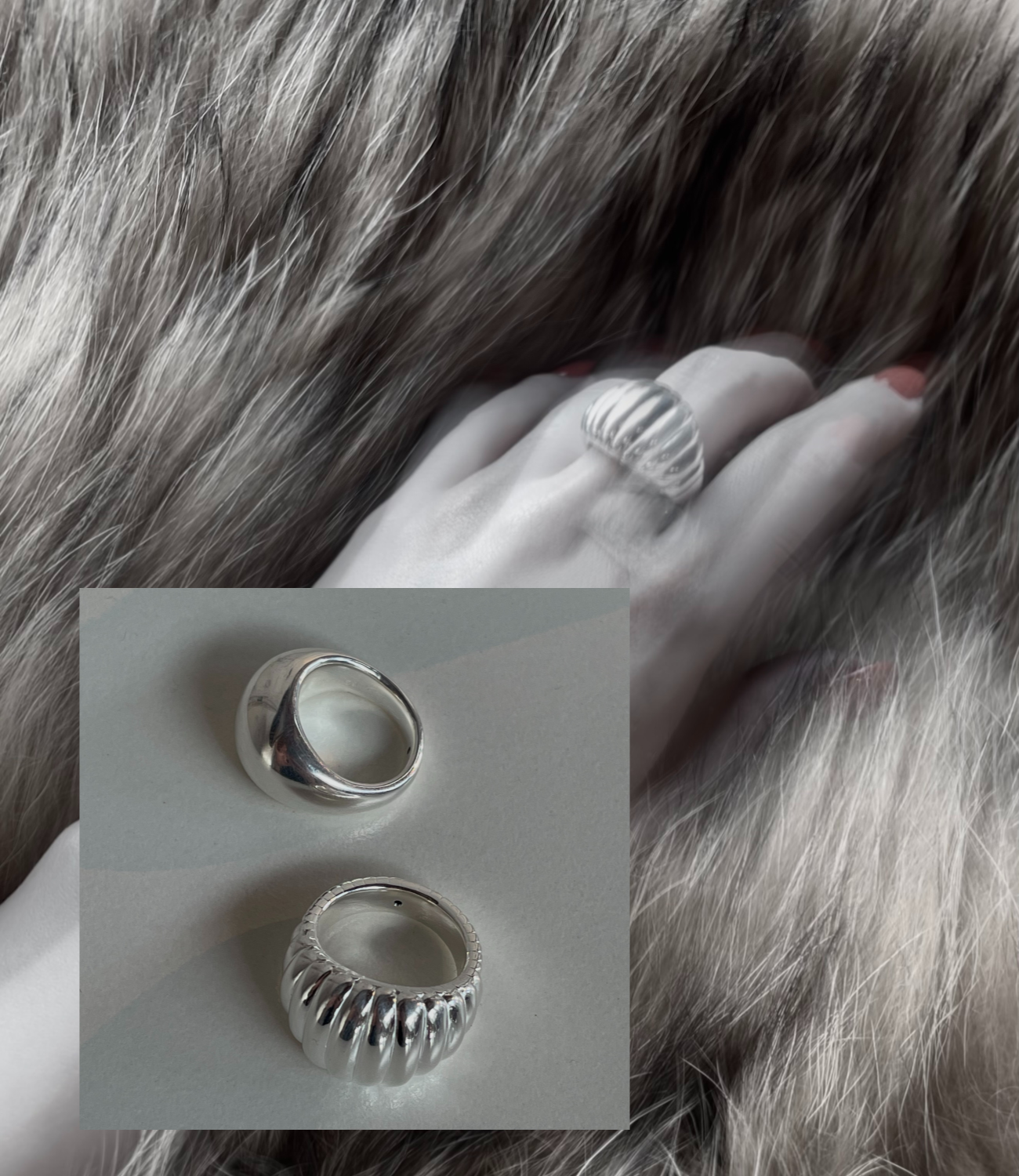 [Baguette Texture Bold Ring] 바게트 텍스쳐 볼드링 S925 데시레아 이미지 8