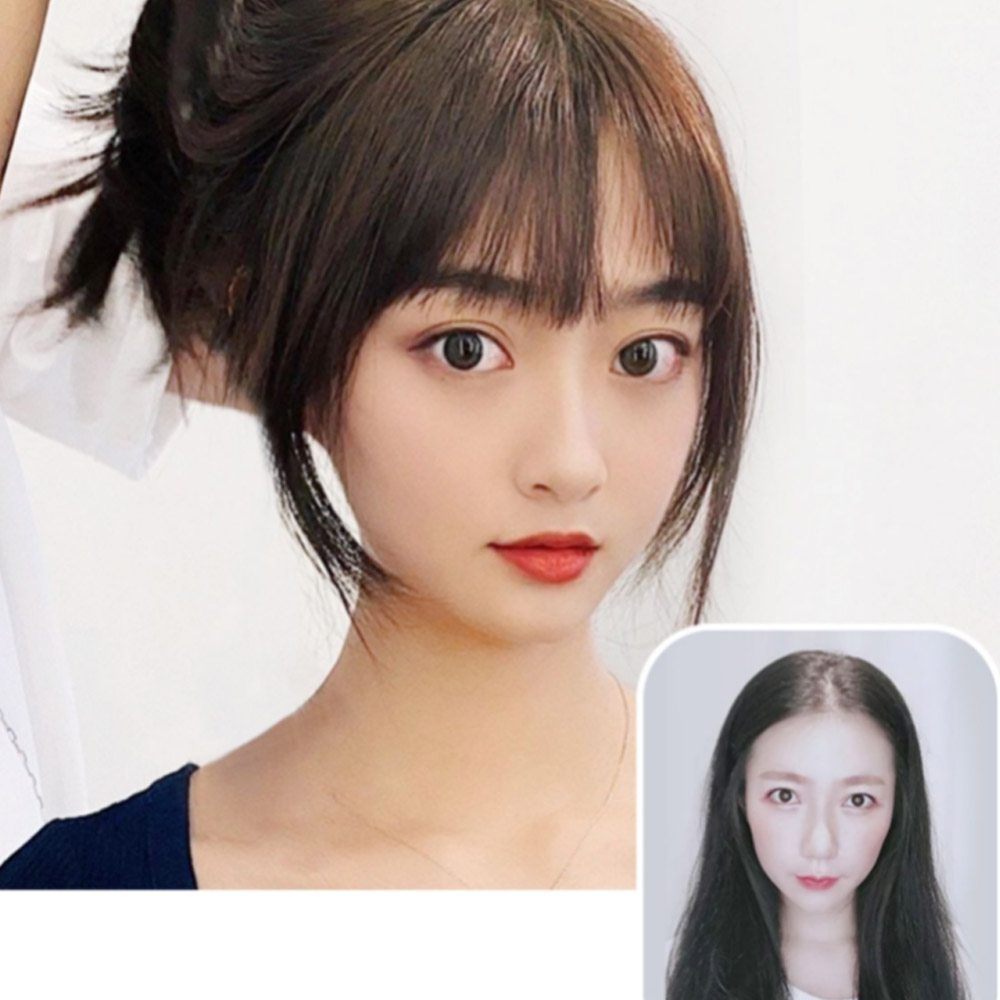 일체형 정수리 가발 탑피스 불파트 앞머리 탑 커버 뱅 엄마 부분가발 - 상세 이미지 5