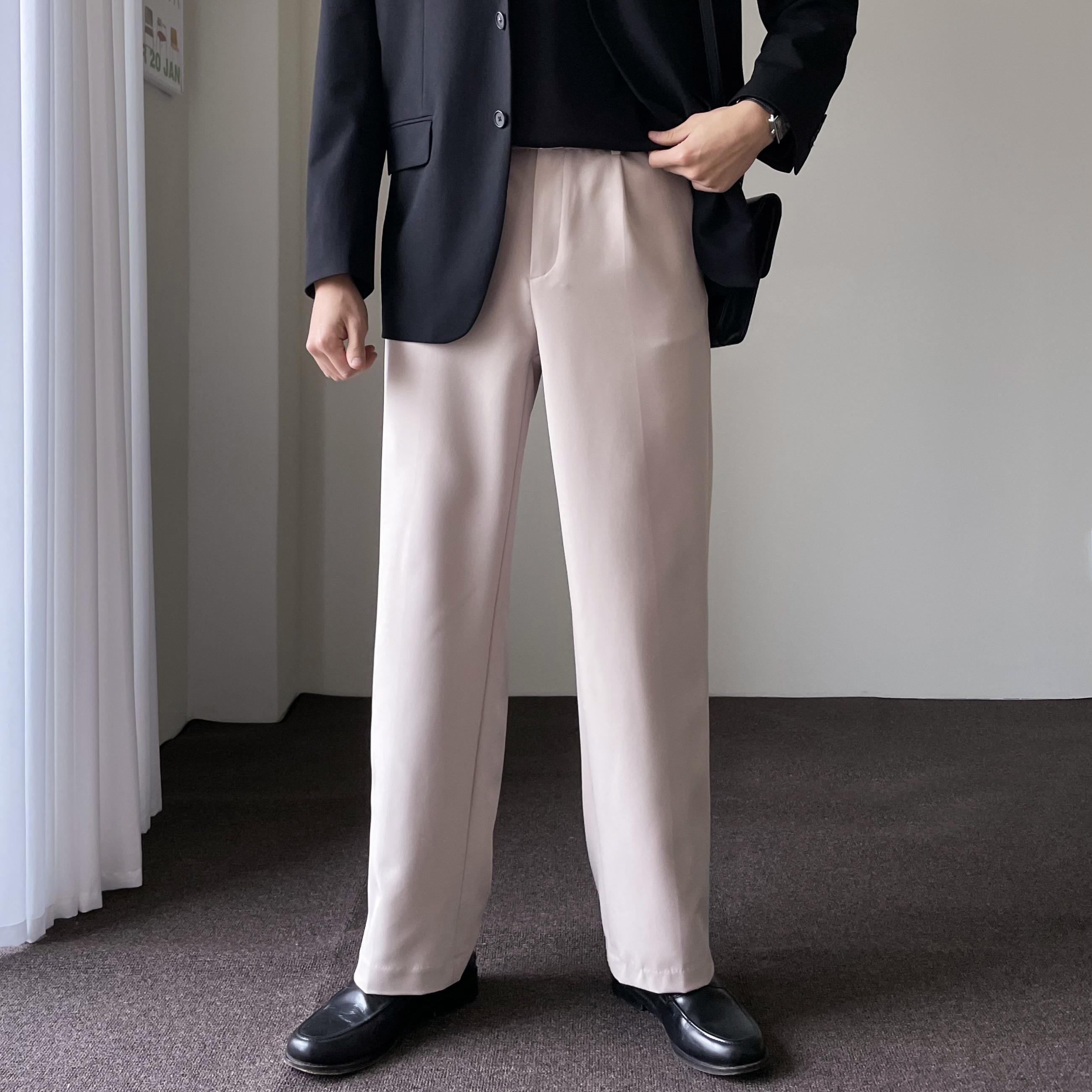 남자와이드슬랙스 세미와이드슬랙스 기지바지 - 상세 이미지 2