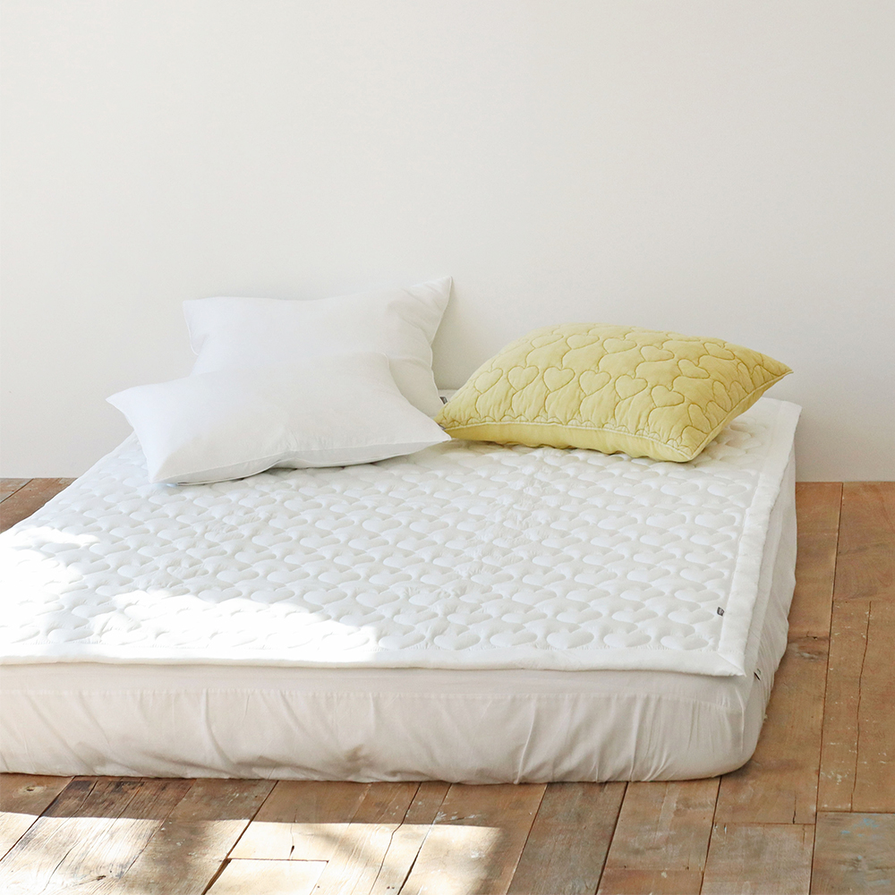 하트 에어워싱 고강도 마이크로 먼지없는 진드기방지 알러지케어 옥수수솜 차렵이불 세트 Q