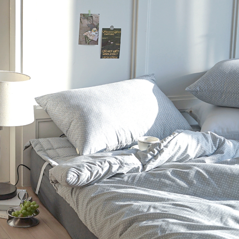 듀드랍 도트 사계절 옥수수솜 무봉제 차렵이불 라이트블루, Q(퀸)