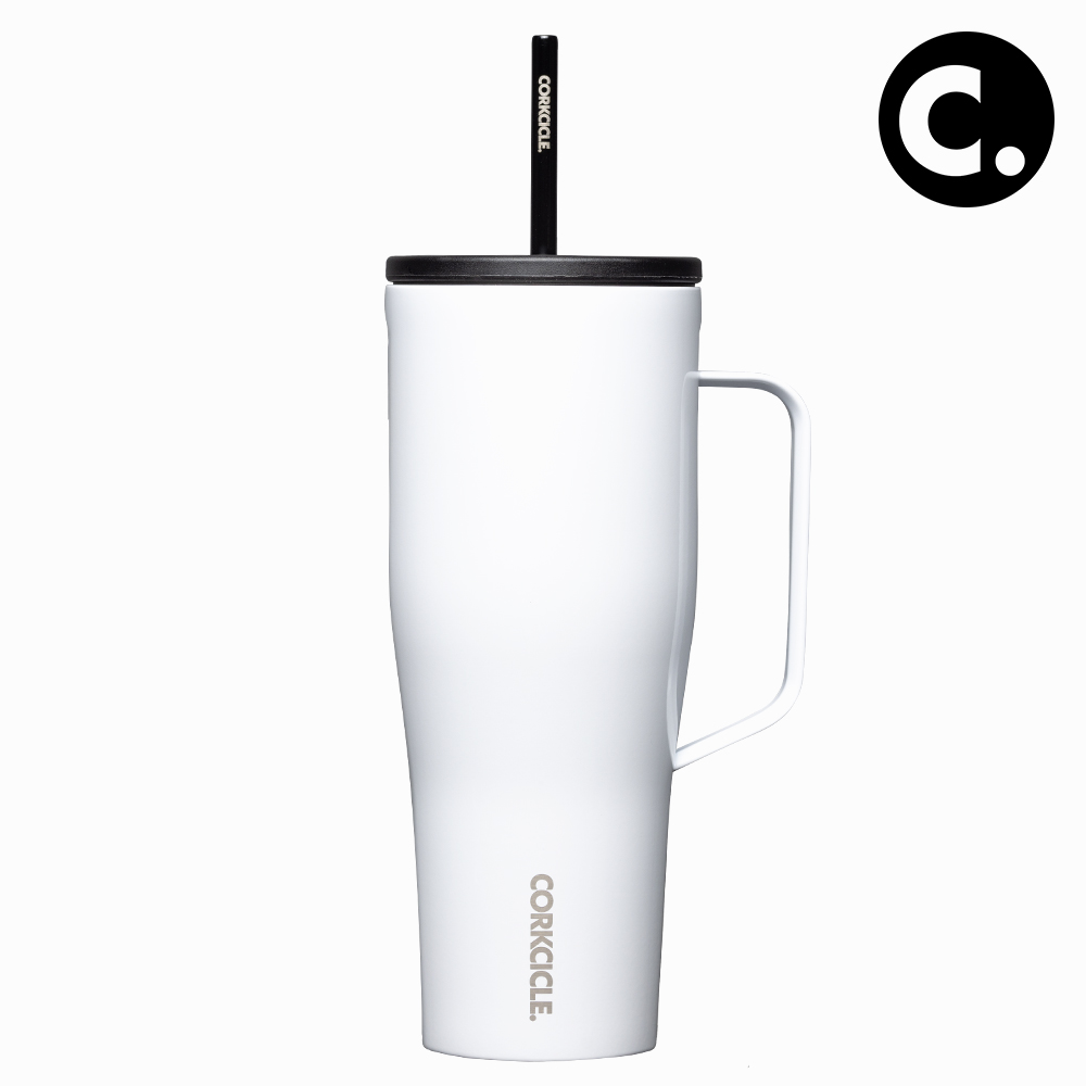 콕시클 콜드컵 XL 텀블러 대용량 손잡이 빨대 스텐 진공 보온 보냉 890ml, 화이트 - 메인 이미지