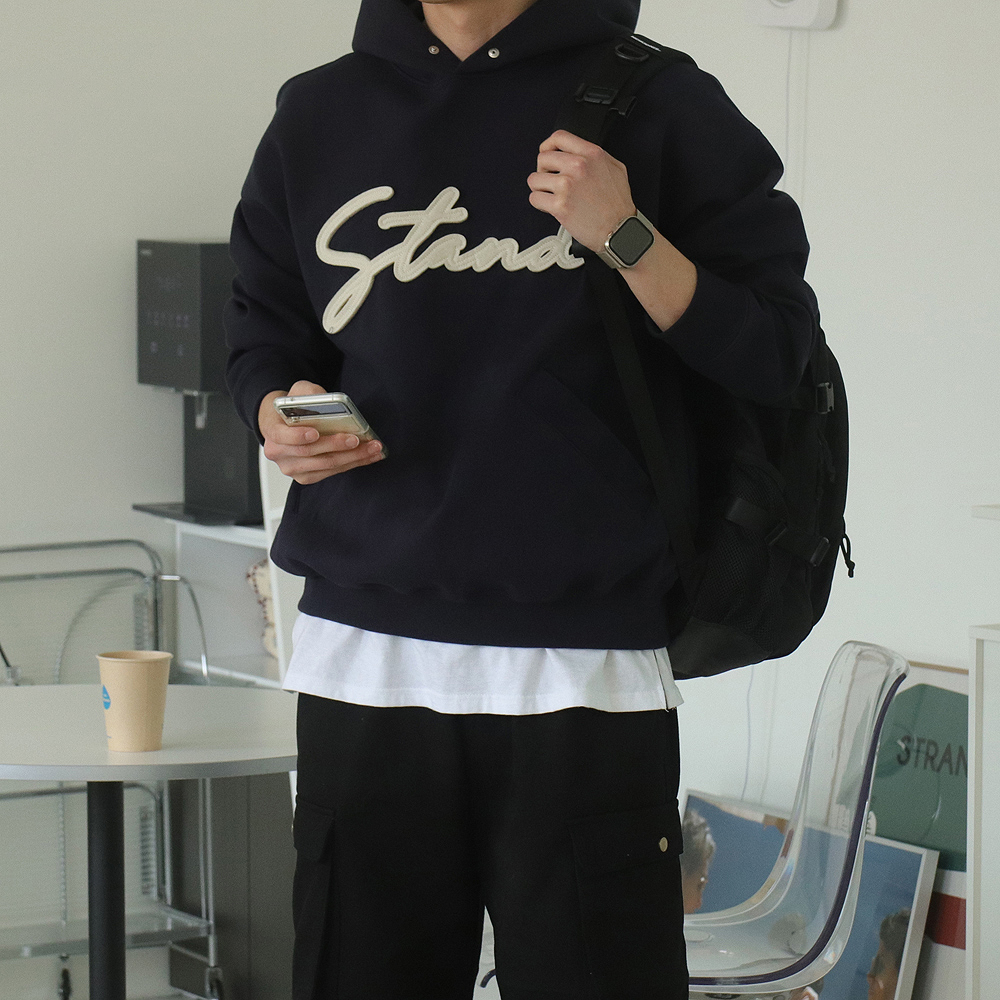 남자 오버핏 후드티 빅사이즈 모자큰 트레이닝 후드티 - 상품 이미지
