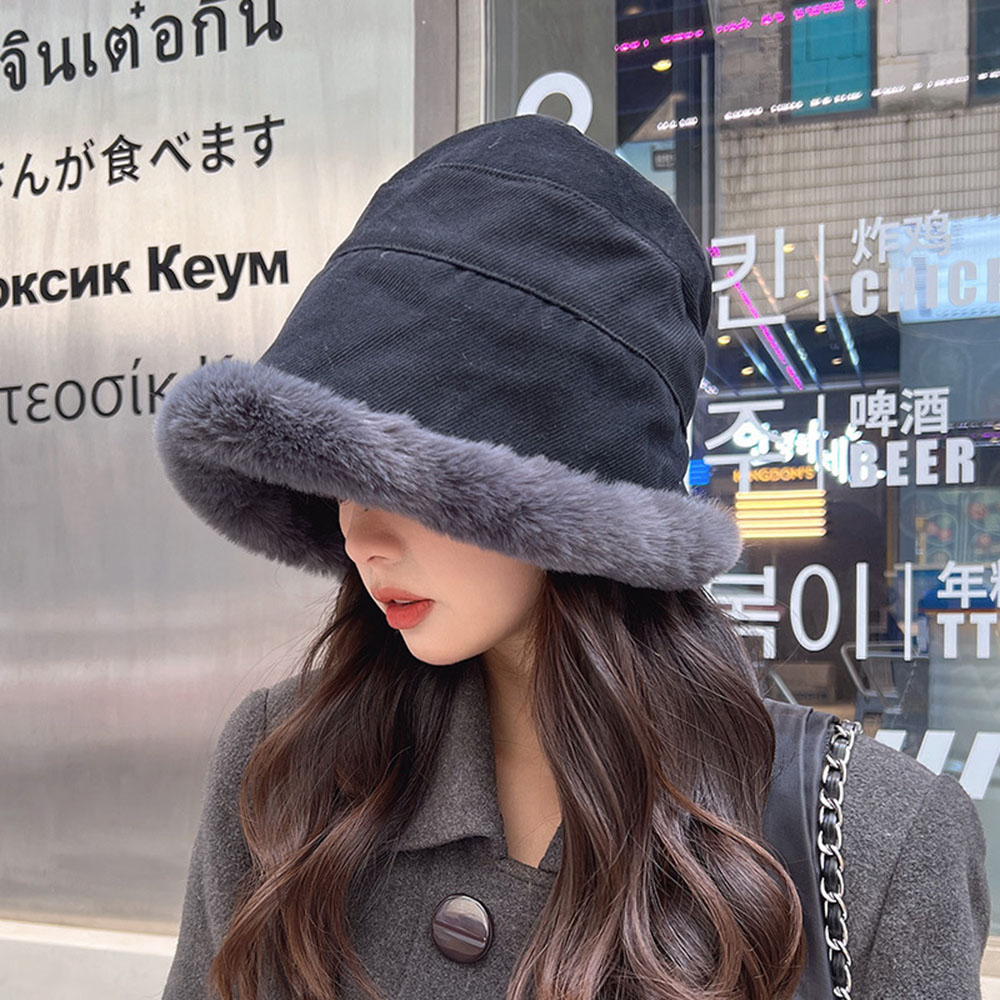 밍크 보넷모자 벙거지 퍼 버킷햇 양면 스웨이드 여성 겨울 털모자 - 상세 이미지 3