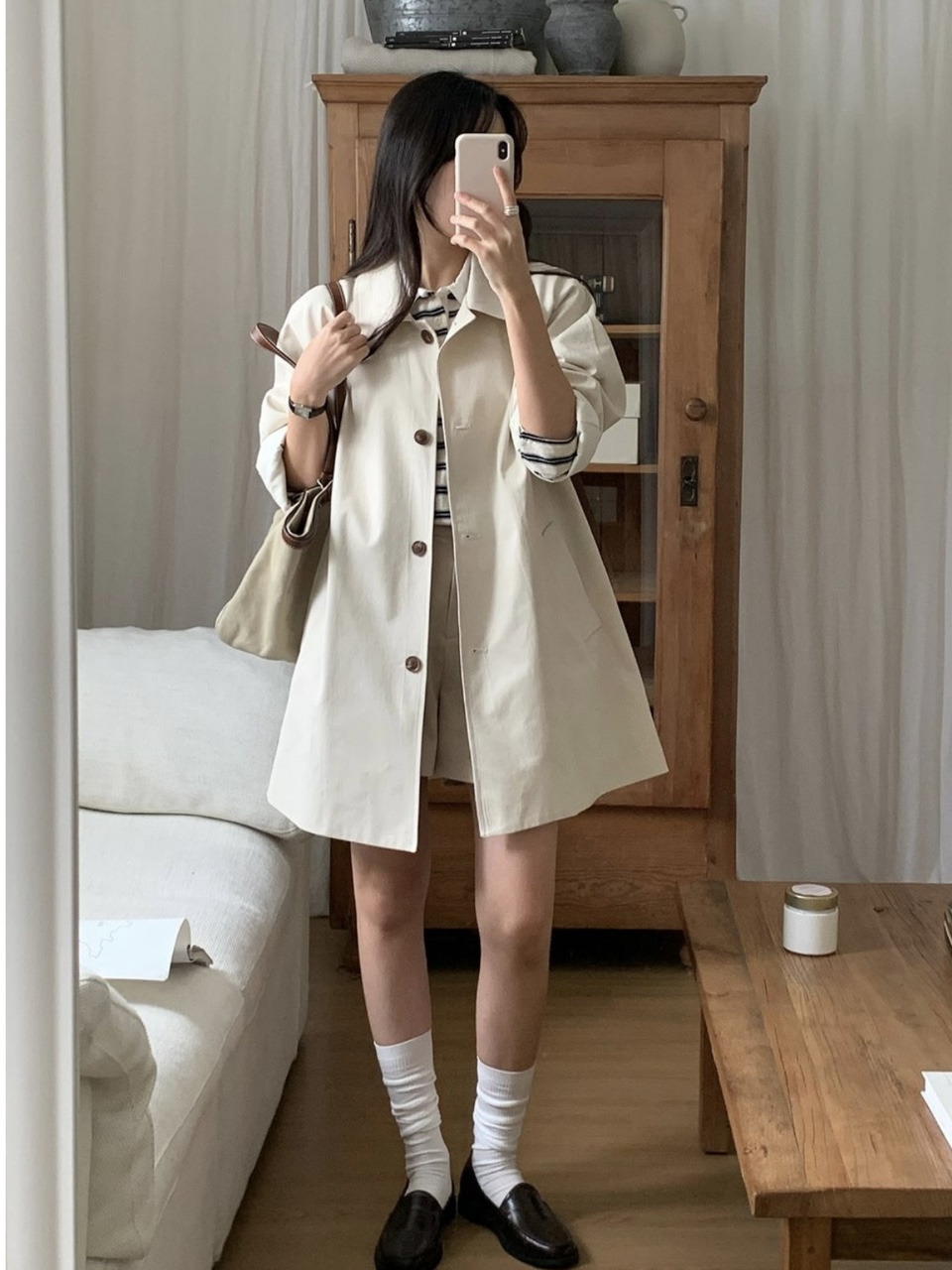 [당일출고/봄코트🌸] 루즈핏 하프트렌치코트 바바리코트 하프코트 트렌치자켓 (데일리룩/나들이룩/벚꽃룩/개강룩) 상세 이미지 13