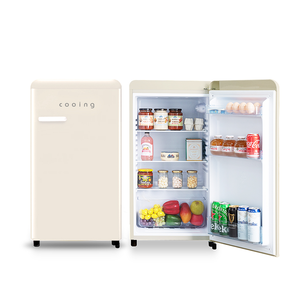 쿠잉 레트로 미니냉장고 REF-S92 소형 원룸 사무실 작은 슬림 가정용 옐로우