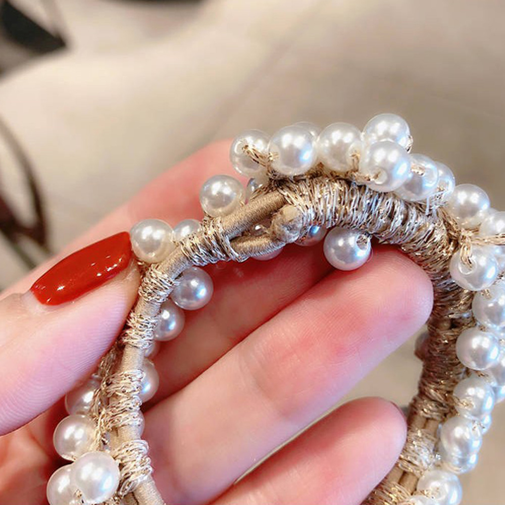 진주 다발 머리끈 헤어끈 헤어밴드 - 상세 이미지 5
