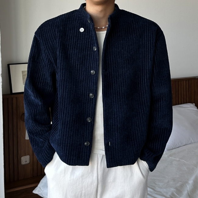 남자 튼브 루즈 오버핏 합포 크롭 라운드 가디건 이미지 4