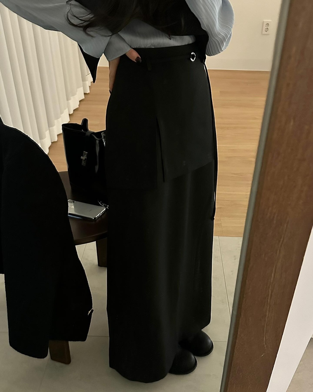 데릴 여성 하이웨스트 레이어드 랩 롱 스커트 이미지 2