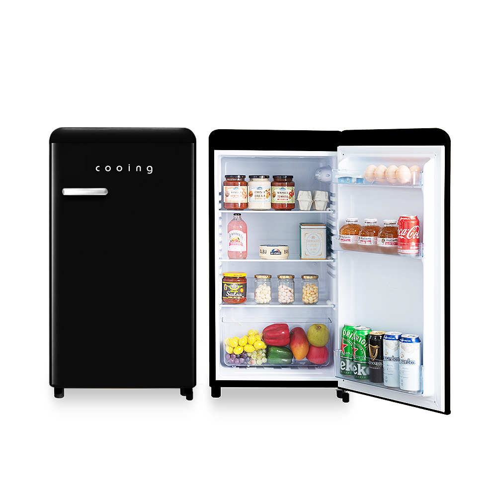 쿠잉 레트로 미니냉장고 REF-S92 소형 원룸 사무실 작은 슬림 가정용 옐로우