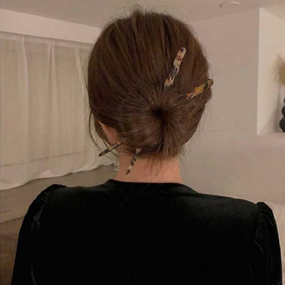 마블 비녀 복고 비녀 뒤꽂이 한복 머리꽂이 무광 셀룰로오스 패션 업스타일 혼주 - 상세 이미지 3