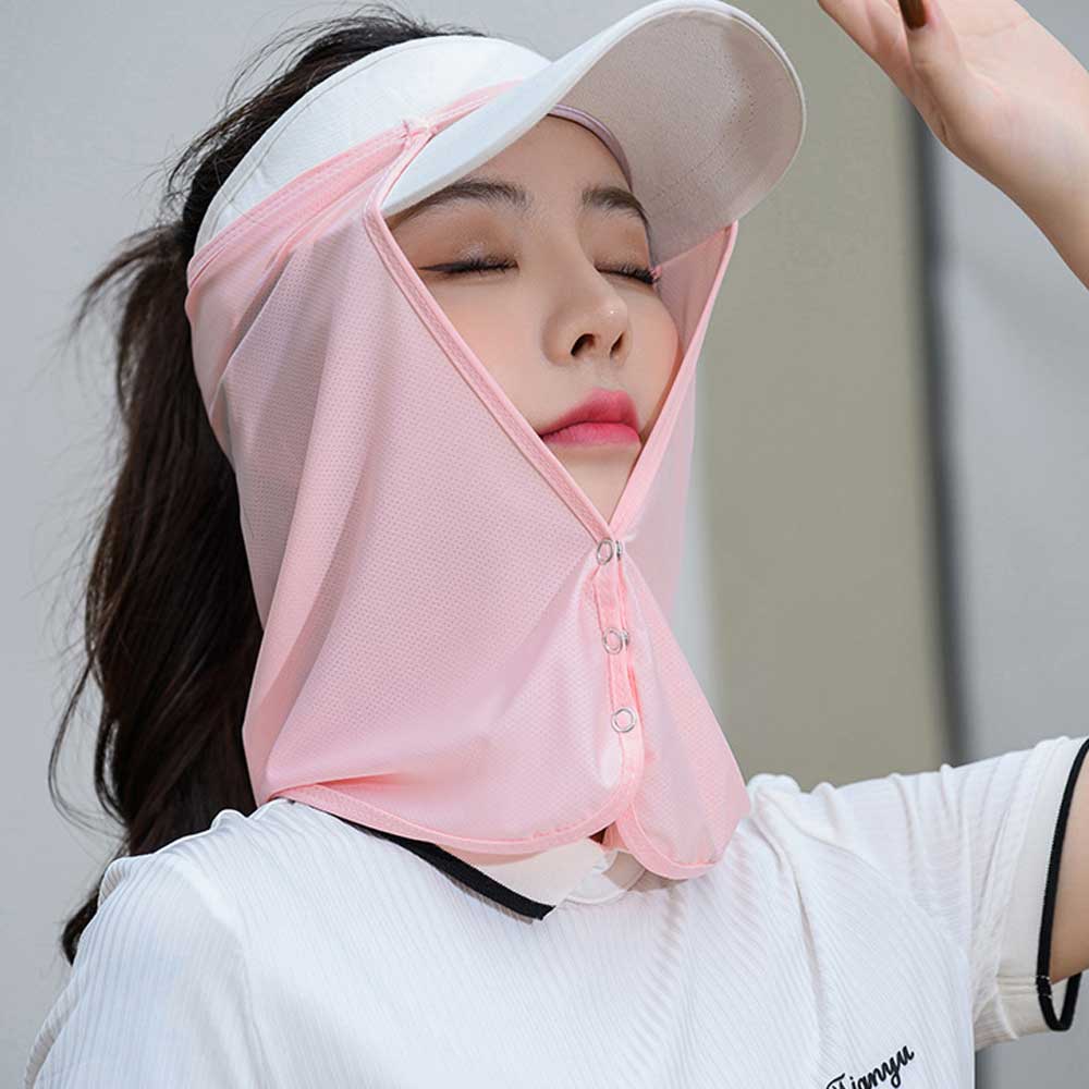 모자 햇빛 차단 가리개 마스크 얼굴 여성 남자 탈부착 자외선 쿨원단 가림 - 상세 이미지 3