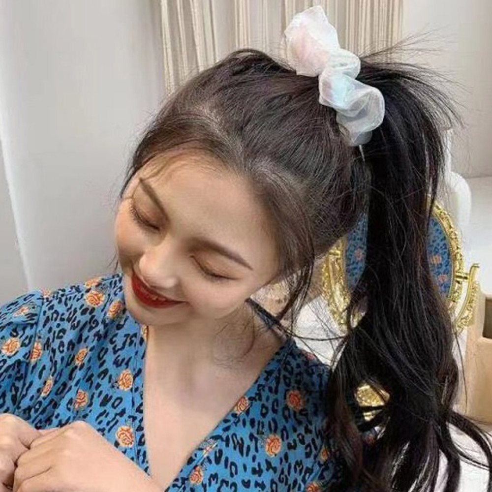 오로라 곱창밴드 홀로그램 헤어밴드 똥머리 곱창 머리끈 쉬폰 미니 여름 실크 스크런치 슈슈 - 상세 이미지 5