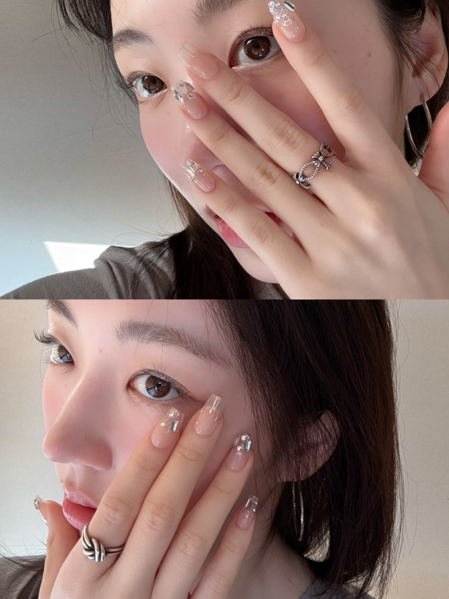 핑거힐 베이지 크라운 코핀 수제네일팁 - 상세 이미지 5