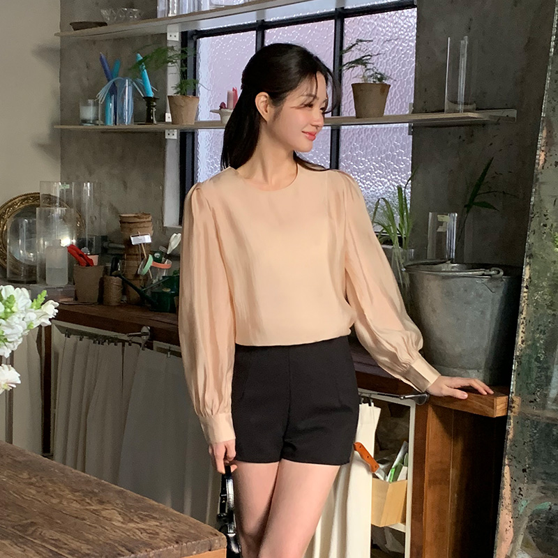 [자체제작] 벨리나 여리핏 텐셀 퍼프 셔링 블라우스 bs8085 - 상세 이미지 4