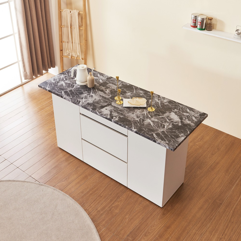 오브디 아일랜드장 조리대 수납장 주방보조 테이블 홈바수납장 1600mm, 화이트_우드