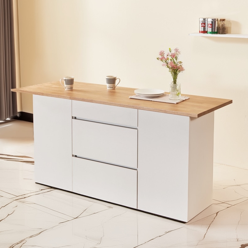 오브디 아일랜드장 조리대 수납장 주방보조 테이블 홈바수납장 1600mm, 우드_화이트