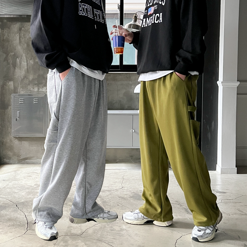 남자와이드팬츠 이중지 카펜터 벌룬팬츠 커플바지