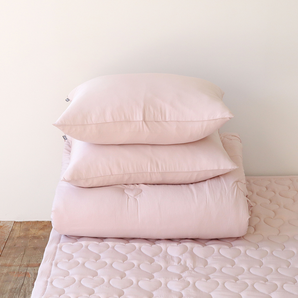 하트 에어워싱 고강도 마이크로 먼지없는 진드기방지 알러지케어 옥수수솜 차렵이불 세트 SS