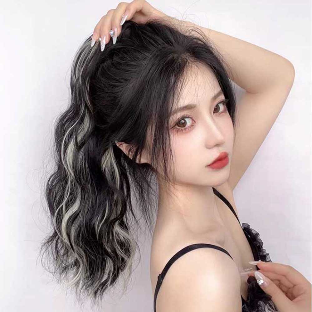 브릿지 포니테일 집게가발 웨이브 염색 가발 집게핀 달비 - 상세 이미지 4