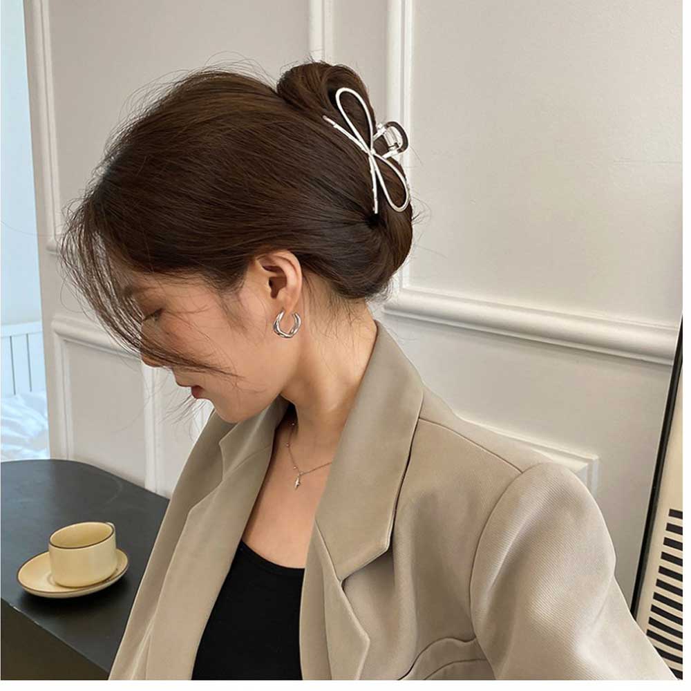 메탈 리본 헤어 집게핀 올림머리 머리집게 왕 대왕 - 상품 이미지