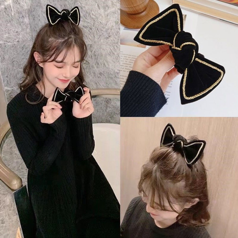 리본 벨벳 곱창 머리끈 당고밴드 로우번 똥머리 올림머리 밴드 헤어 스크런치 - 상세 이미지 3