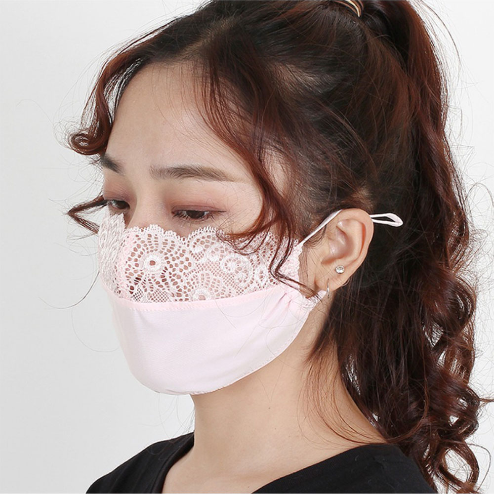 시스루 레이스 마스크 결혼식 웨딩 얼굴 가리개 등산 안면 자외선차단 신부 자수 - 상세 이미지 5