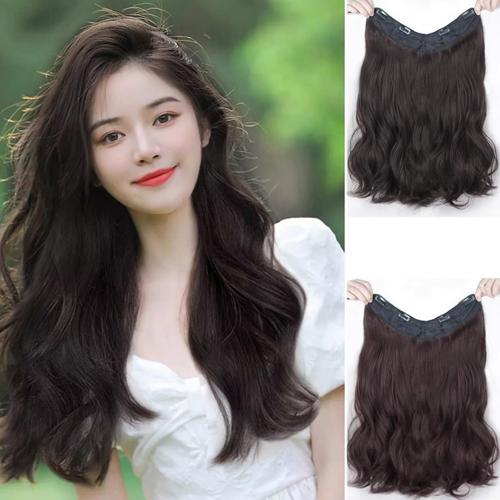 긴머리 웨이브 반가발 파마머리 부분 똑딱이 여신 붙임 머리 - 상세 이미지 2