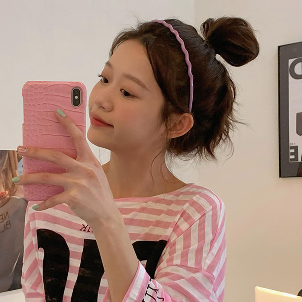 파스텔 물결 머리띠 유광 기본 심플 귀안아픈 여성 밴드 슬림 플라스틱 헤어띠 이미지 7