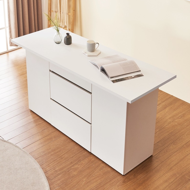 오브디 아일랜드장 조리대 수납장 주방보조 테이블 홈바수납장 1600mm, 화이트_화이트