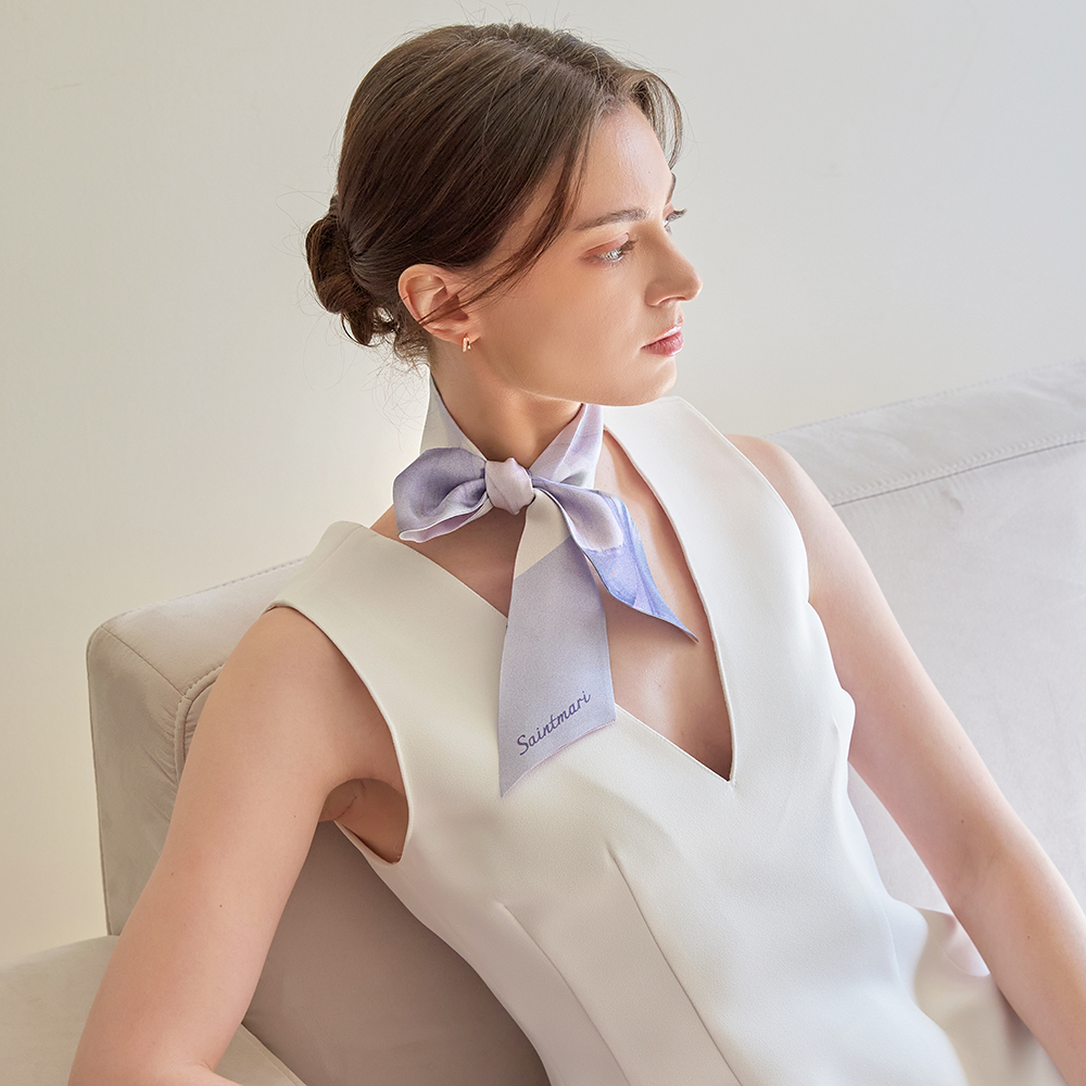 아망 라벤더 블루 트윌 스카프