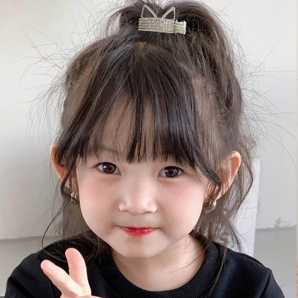 귀여운 원형 집게핀 긴머리 큐빅 집게 헤어핀 포니테일 반묶음 메탈 반머리 삔 - 상세 이미지 3