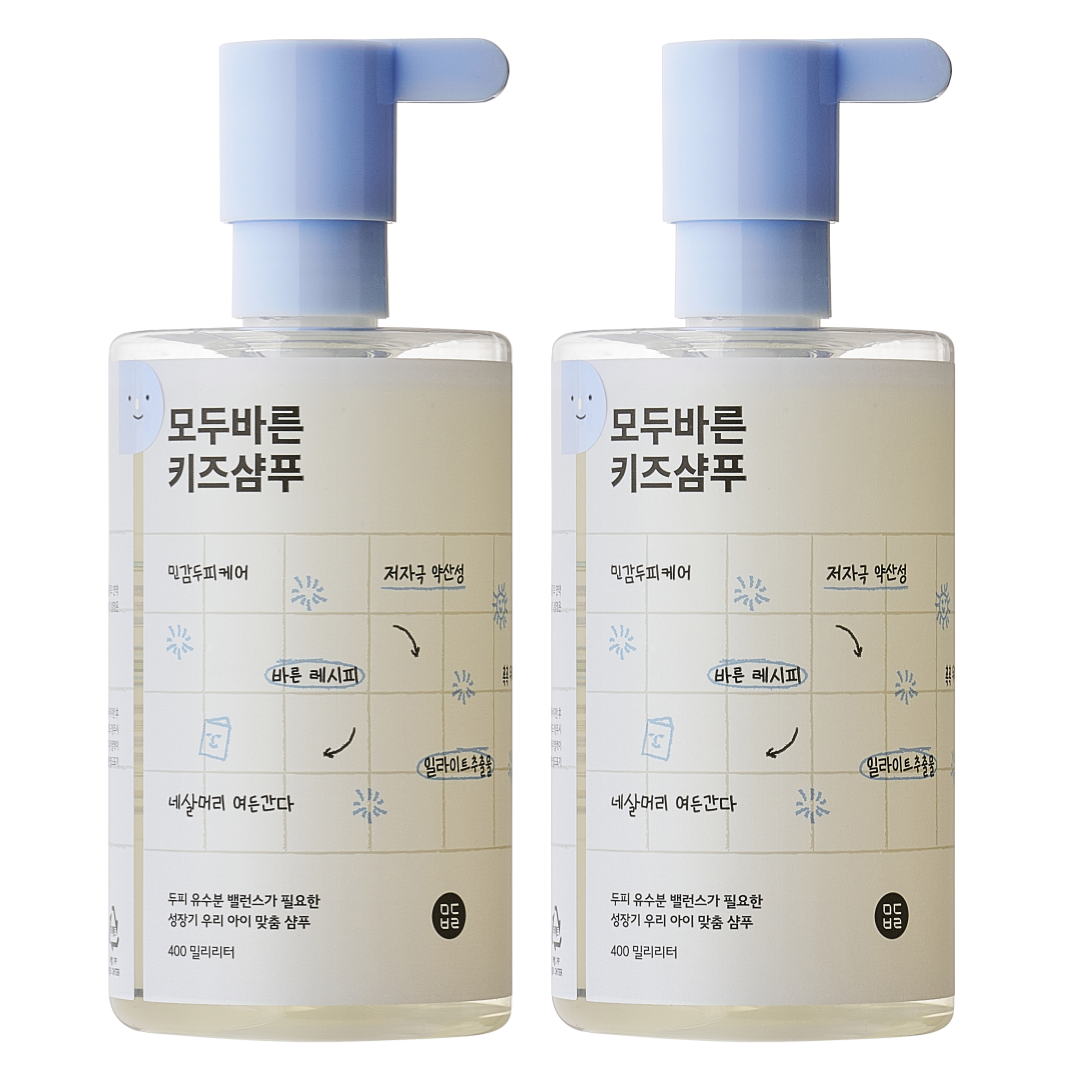 모두바른 어린이 샴푸 400mlx2 초등여아샴푸 정수리냄새 케어 - 메인 이미지