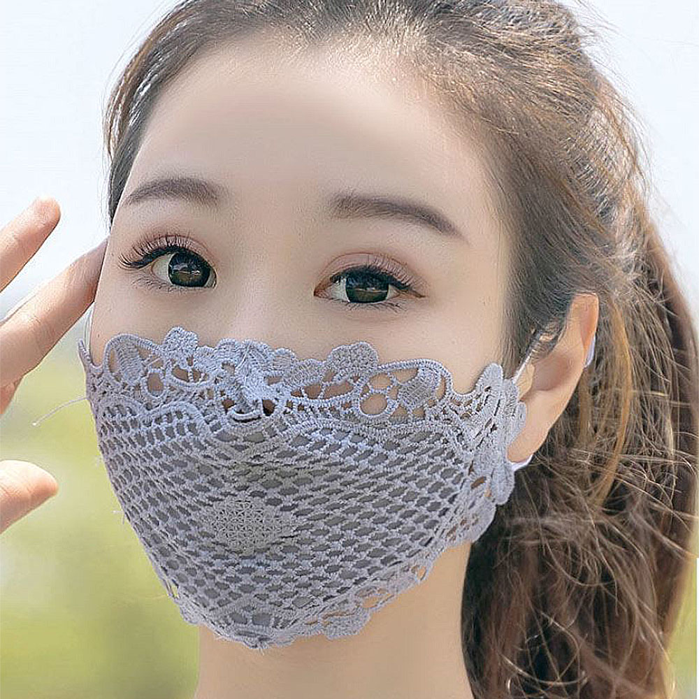 레이스마스크 망사 마스크 면 천 마스크 수제 빨아쓰는 무늬 - 상세 이미지 3