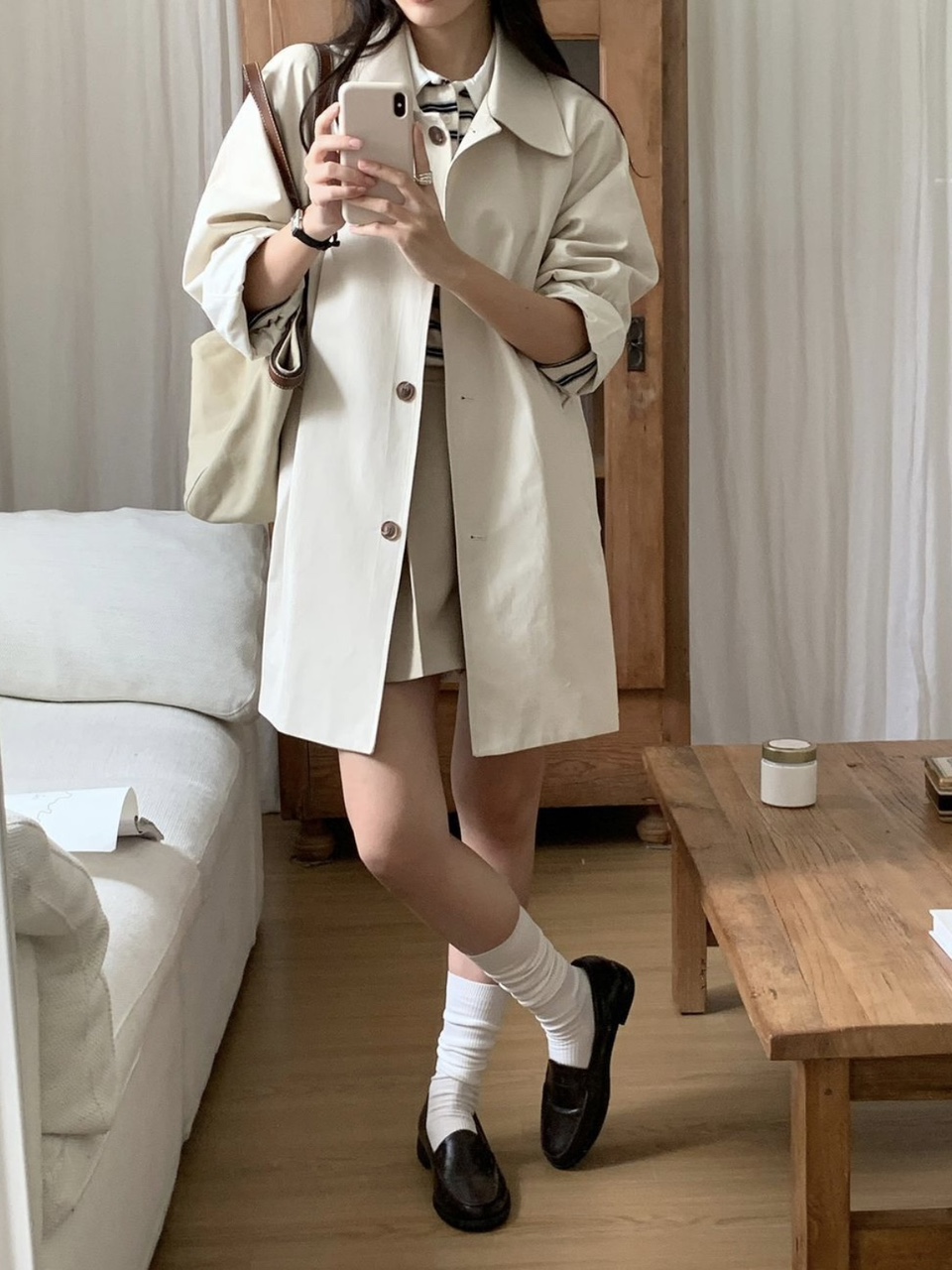[당일출고/봄코트🌸] 루즈핏 하프트렌치코트 바바리코트 하프코트 트렌치자켓 (데일리룩/나들이룩/벚꽃룩/개강룩) 상세 이미지 14