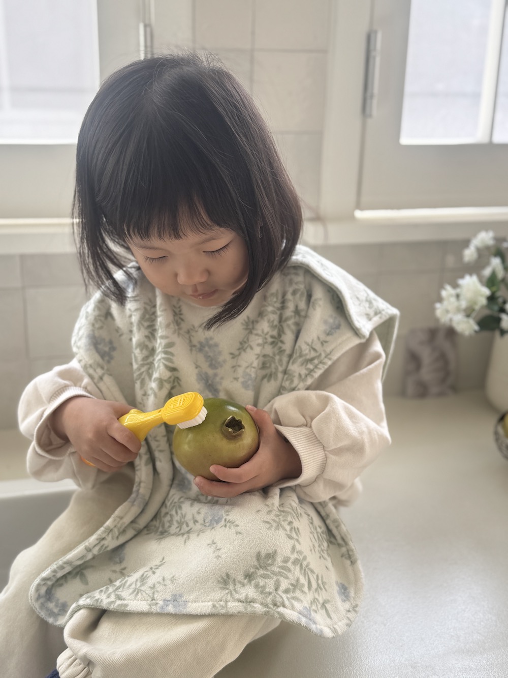 테리 아기 수건 워시빕 유아 세안 타올 자기주도 세수 양면 수건