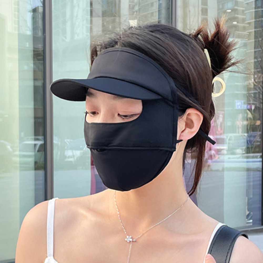 골프 마스크캡 햇빛가리개 얼굴 페이스 커버 기미 차단 통풍 자외선 쿨원단 썬캡 - 상세 이미지 4