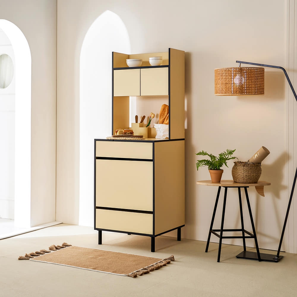 에그미 광파오븐렌지대 광파오븐장 선반 수납장 오븐장 다이 600x600x1730mm, 6단, 버터옐로우