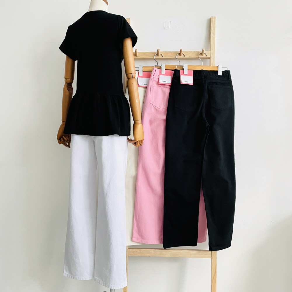 세미와이드팬츠 여성면바지 핑크바지 하이웨스트 통바지 - 상세 이미지 4