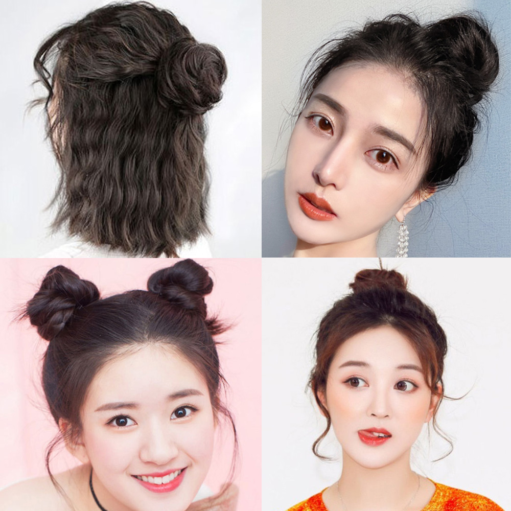 똥머리 가발 집게핀 올림머리 부분 가채 당고머리 - 상세 이미지 5