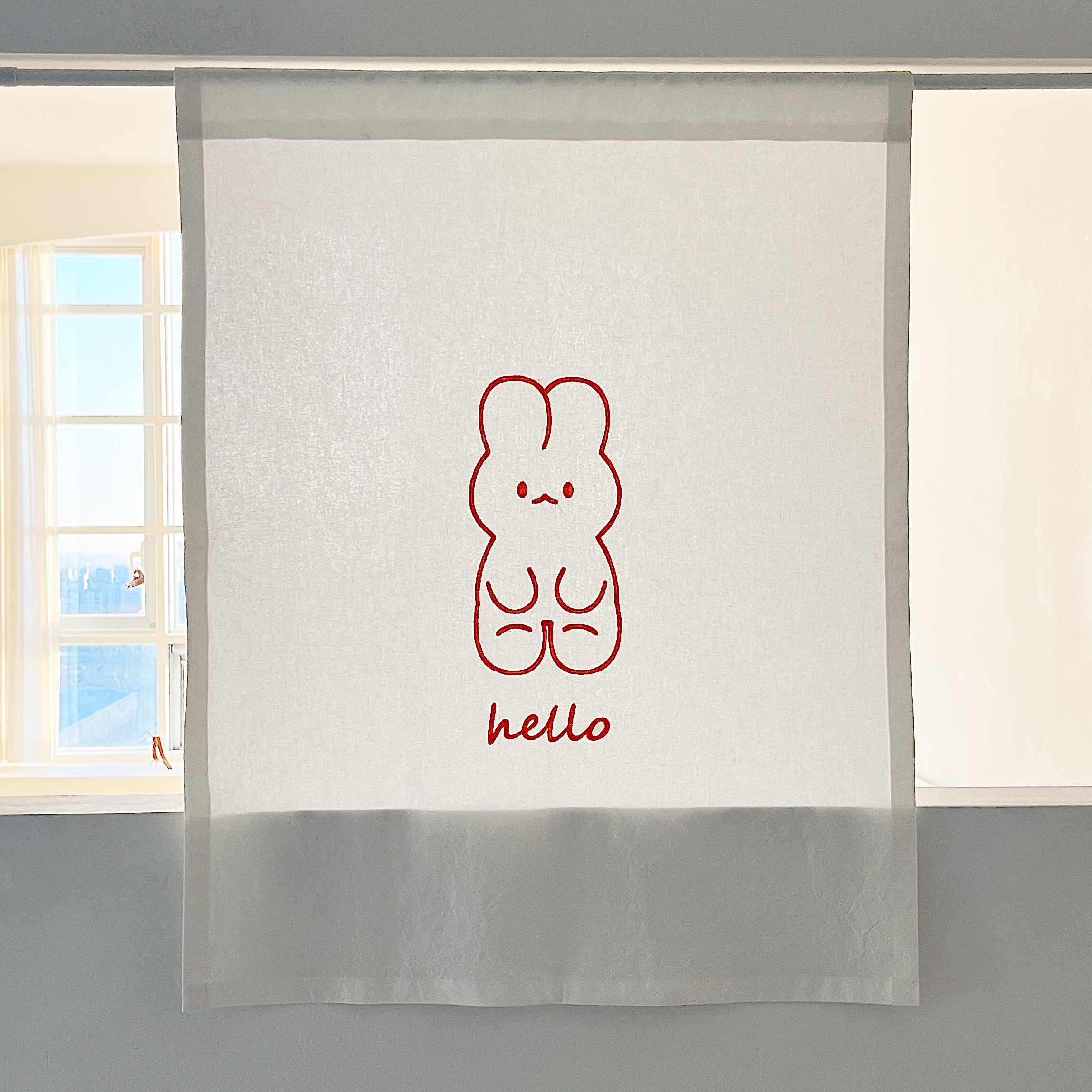 닷닷 빅래빗 가림막 수납장 선반 주방 창문 미니 문 가리개 천 패브릭 커튼