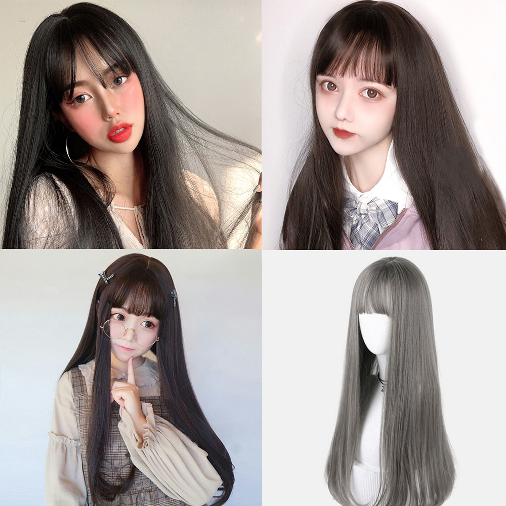 일자 앞머리 c컬 통가발 씨컬 펌 롱 긴 생머리 항암가발 전체가발 - 상세 이미지 2
