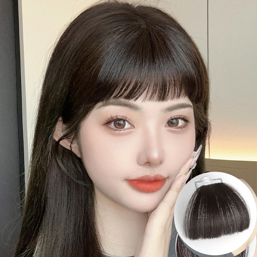 인모 애교 앞머리 웨이브 가발 헤어피스 S컬 옆머리 부분가발 - 상품 이미지