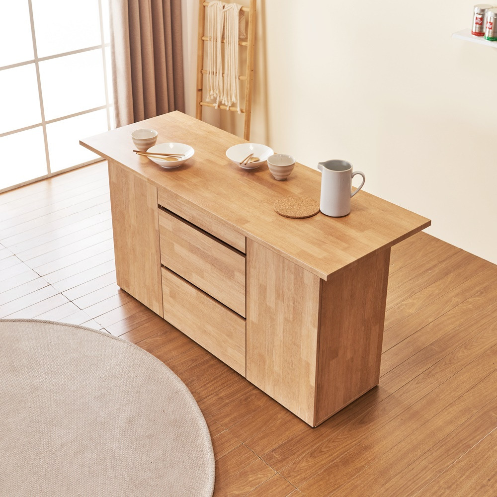 오브디 아일랜드장 조리대 수납장 주방보조 테이블 홈바수납장 1600mm, 화이트_우드