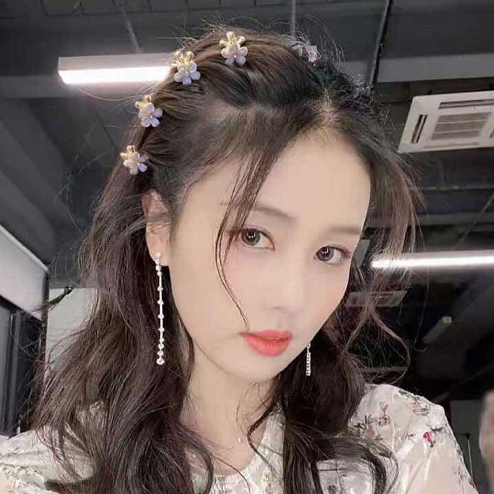 미니 자개 플라워 집게핀 반묶음 올림 머리핀 반머리 헤어핀 - 상품 이미지
