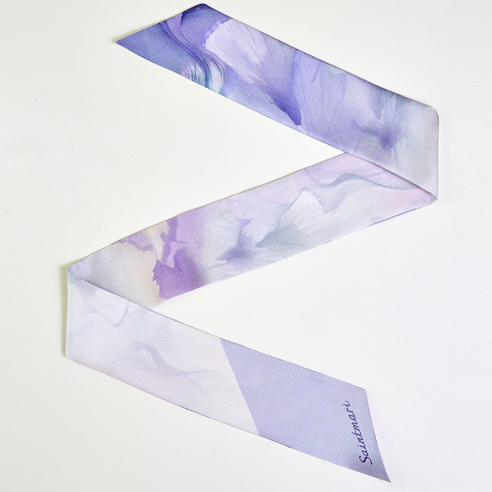 아망 라벤더 블루 트윌 스카프