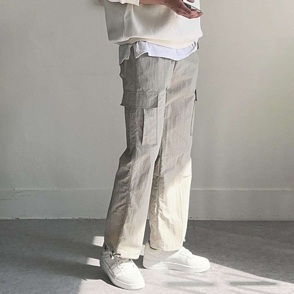 남자 와이드팬츠 빅사이즈 카고 밴딩 팬츠 나일론 바지